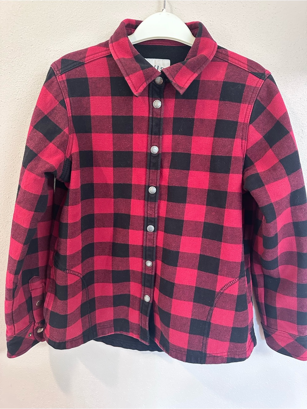 Orvis Kids Red and Black Plaid Button-Front Shirt Jacket